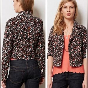 HeiHei Anthro Cropped Tensley Asymmetrical Floral Moto Jacket Size 12